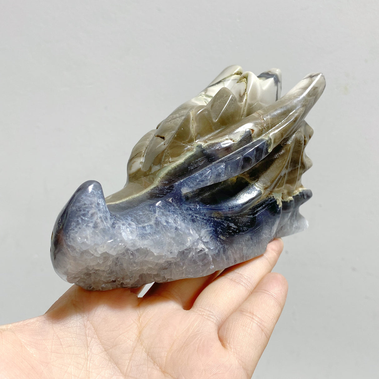11 Pieces Volcanic Agate Dragon Head Carving Closeout(UV-Reactive)