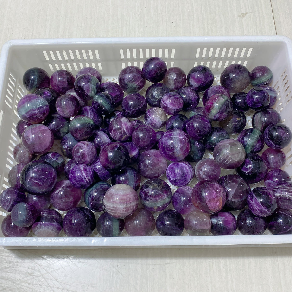 89 Pieces Beautiful Purple Fluorite Spheres (Sea Freight Only)