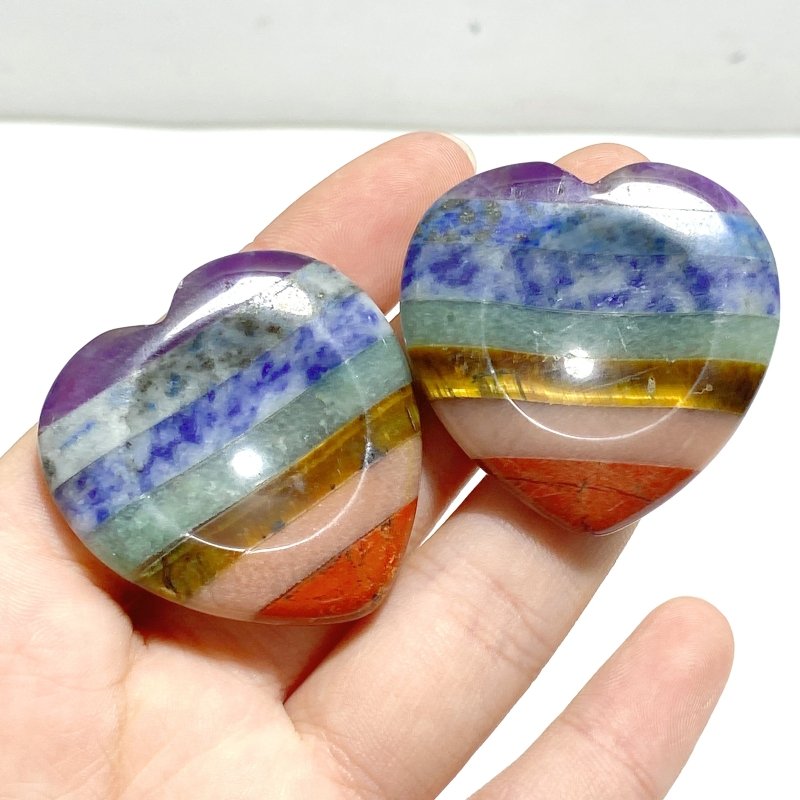 7 Chakra Heart Worry Stone Wholesale - Wholesale Crystals