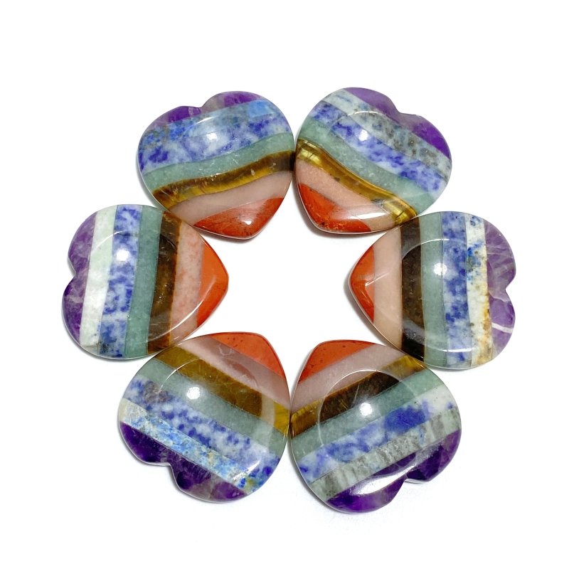 7 Chakra Heart Worry Stone Wholesale - Wholesale Crystals