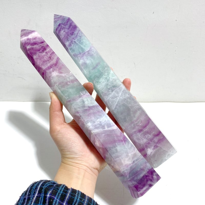 7 Pieces Beautiful Large Rainbow Purple Fluorite Crystal Tower - Wholesale Crystals