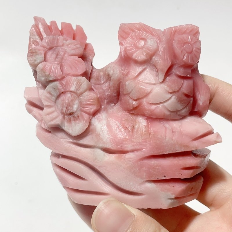 7 Pieces Cute Pink Opal Owl Carving - Wholesale Crystals