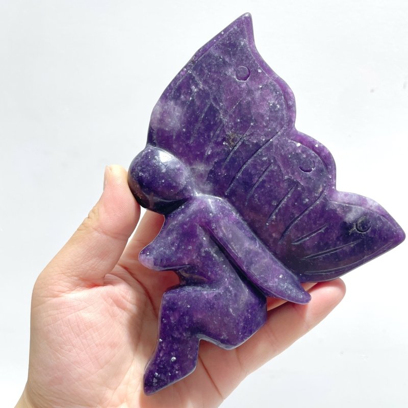 7 Pieces Deep Purple Lepidolite Butterfly Fairy Carving - Wholesale Crystals