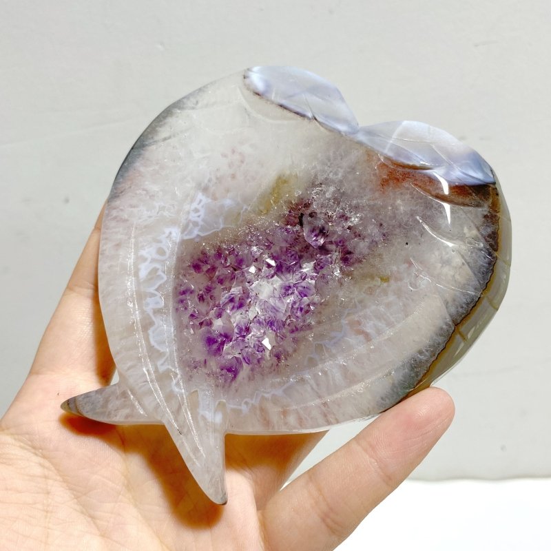 7 Pieces Geode Druzy Agate Fish Carving With Stand -Wholesale Crystals