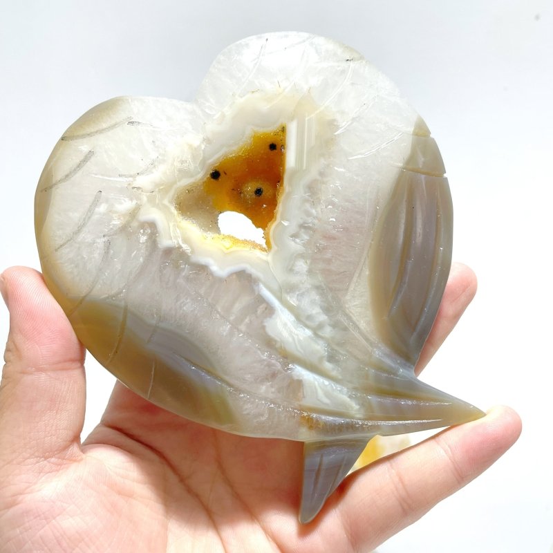 7 Pieces Geode Druzy Agate Fish Carving With Stand - Wholesale Crystals