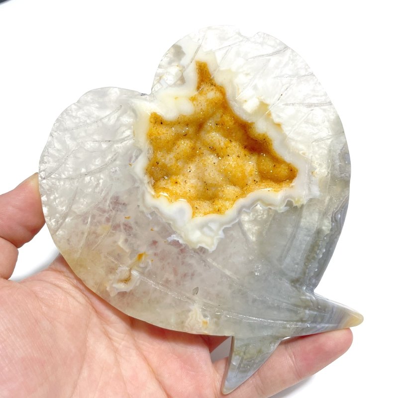 7 Pieces Geode Druzy Agate Fish Carving With Stand - Wholesale Crystals