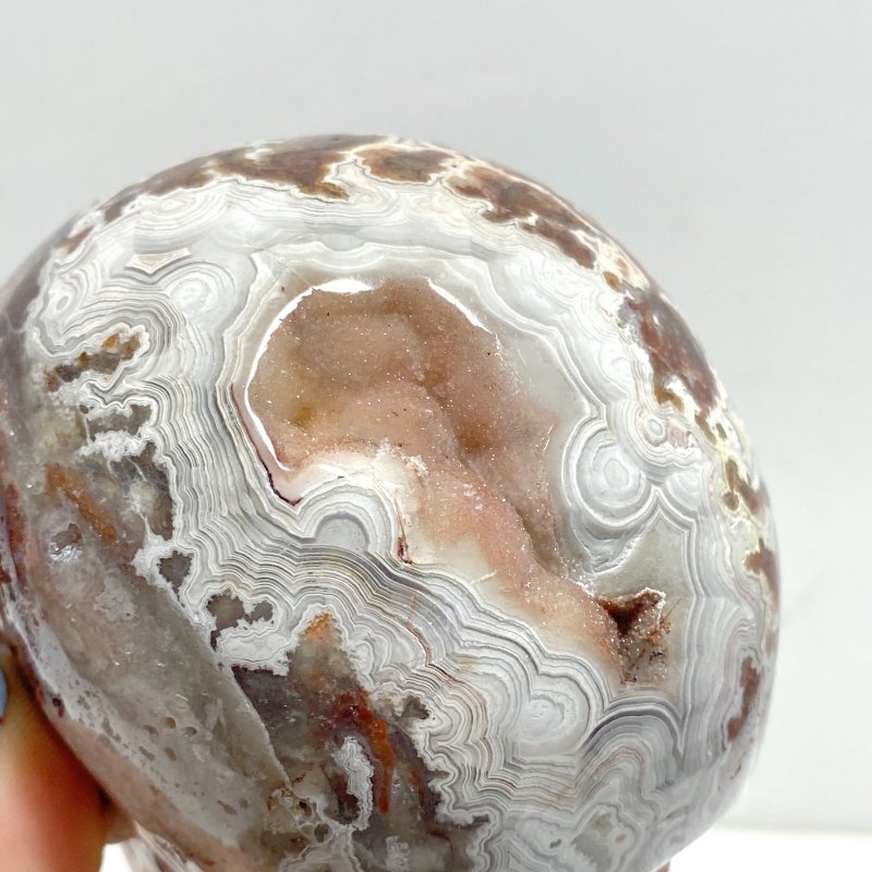 7 Pieces Geode Druzy Morocco Agate Skull Carving 3 - Wholesale Crystals