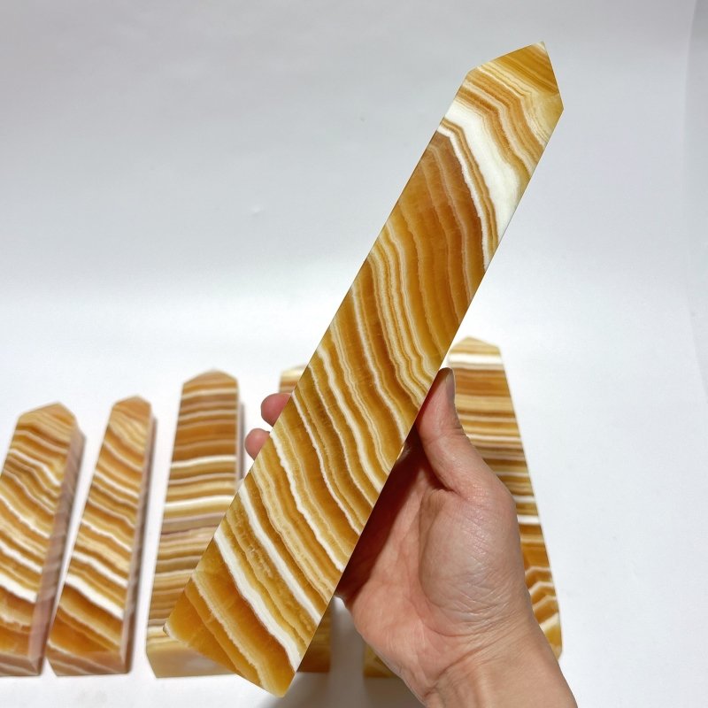 7 Pieces Large Beautiful Yellow Calcite Stripe Tower - Wholesale Crystals