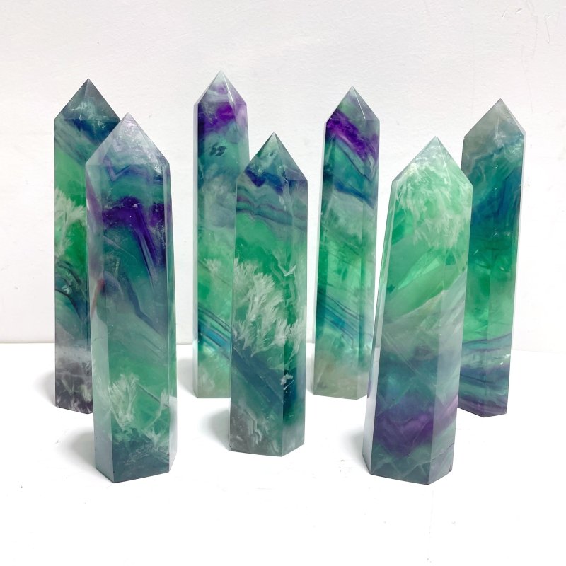 7 Pieces Large Feather Fluorite Tower Points - Wholesale Crystals