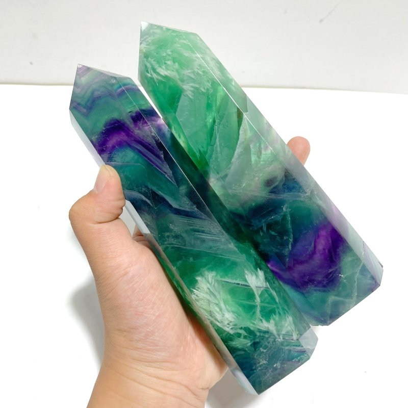 7 Pieces Large Feather Fluorite Tower Points - Wholesale Crystals