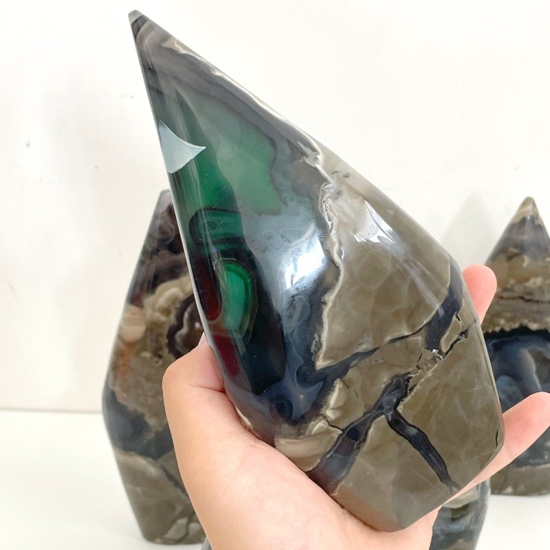 7 Pieces Large Volcano Agate Arrow Head Shape Home Decor (UV - Reactive) - Wholesale Crystals
