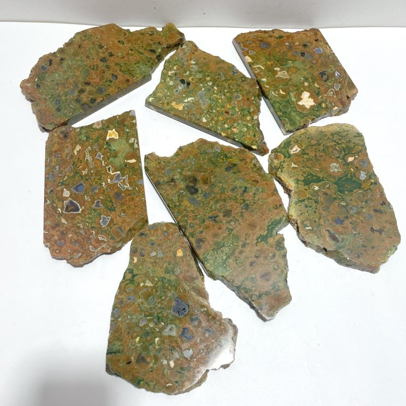 7 Pieces Peacock Eye Rain Forest Jasper Slab - Wholesale Crystals