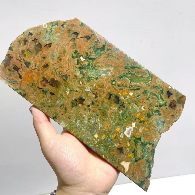 7 Pieces Peacock Eye Rain Forest Jasper Slab - Wholesale Crystals