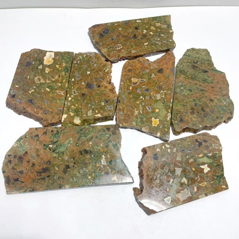 7 Pieces Peacock Eye Rain Forest Jasper Slab - Wholesale Crystals