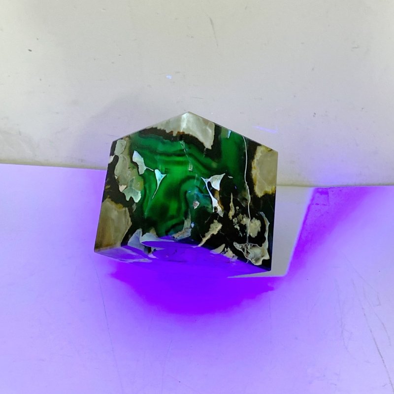 7 Pieces Volcanic Agate Standable Cube (UV-Reactive) -Wholesale Crystals