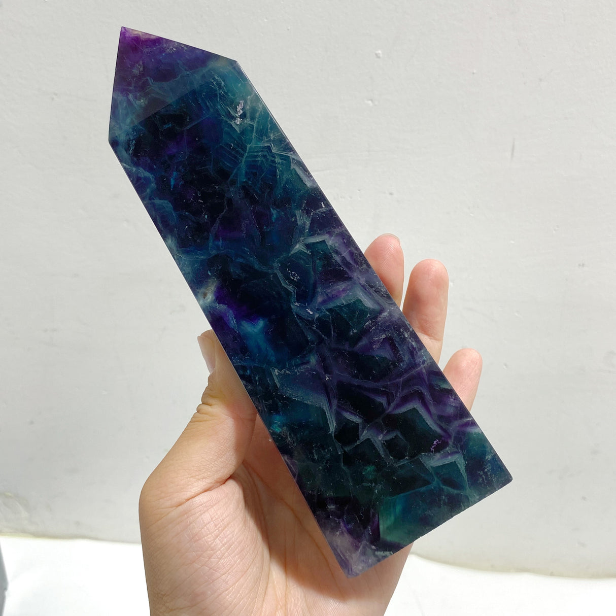 6 Pieces Rainbow Fluorite Raw Side Four-sided Tower Point