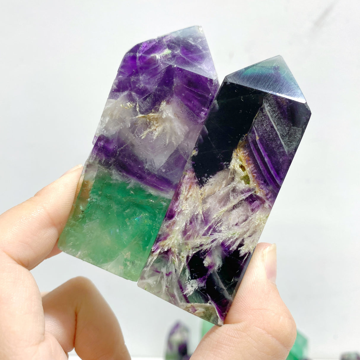 22 Pieces Feather Fluorite Four-sided Points