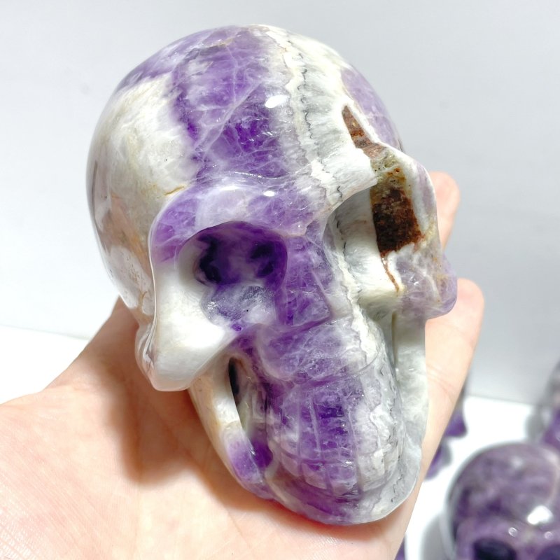 8 Pieces Chevron Amethyst Skull Carving - Wholesale Crystals