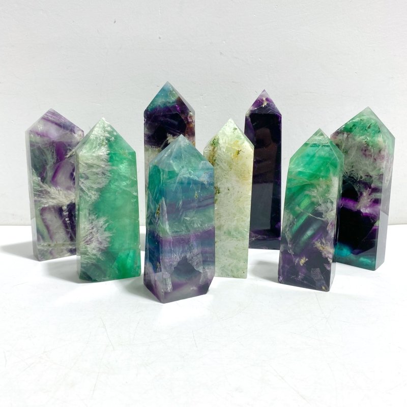 8 Pieces Feather Fluorite Four-sided Points -Wholesale Crystals