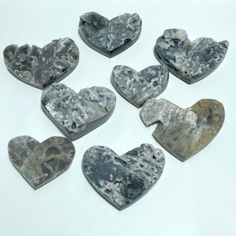 8 Pieces Flash Large Sphalerite Heart Carving - Wholesale Crystals