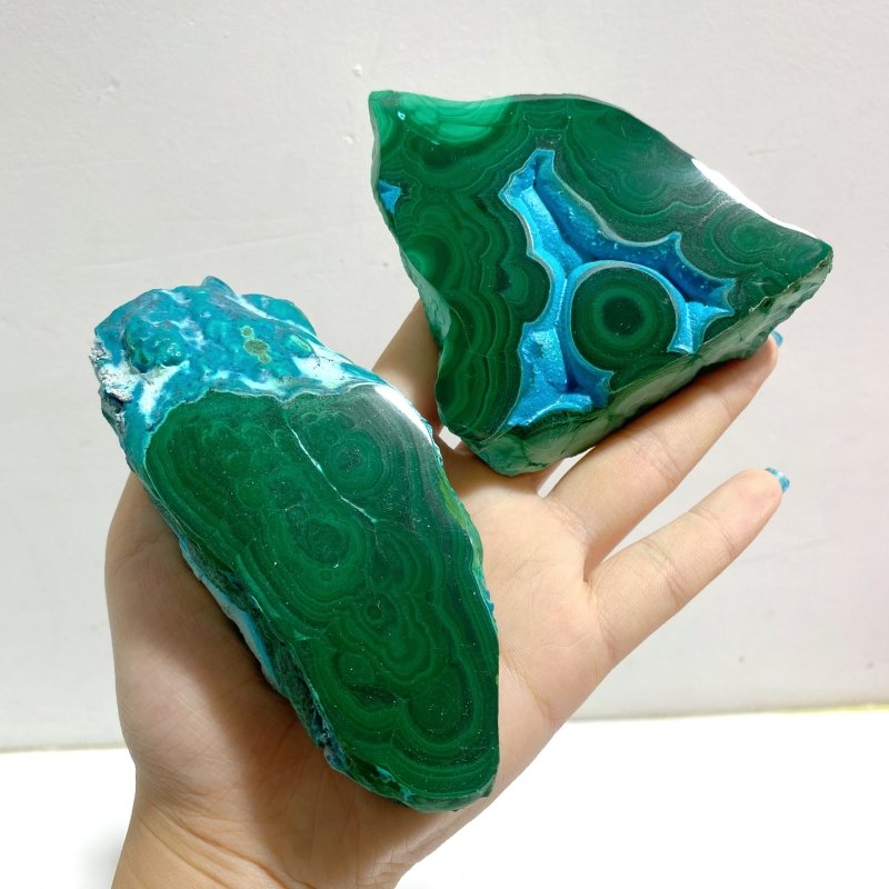 8 Pieces High Quality Chrysocolla Mixed Malachite Slab Specimen 12 - Wholesale Crystals