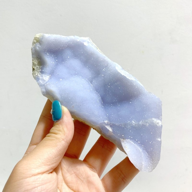 8 Pieces Large Blue Chalcedony Geode Druzy Free Form - Wholesale Crystals