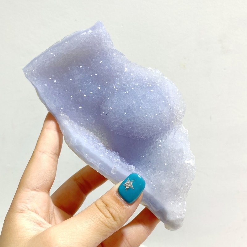 8 Pieces Large Blue Chalcedony Geode Druzy Free Form - Wholesale Crystals