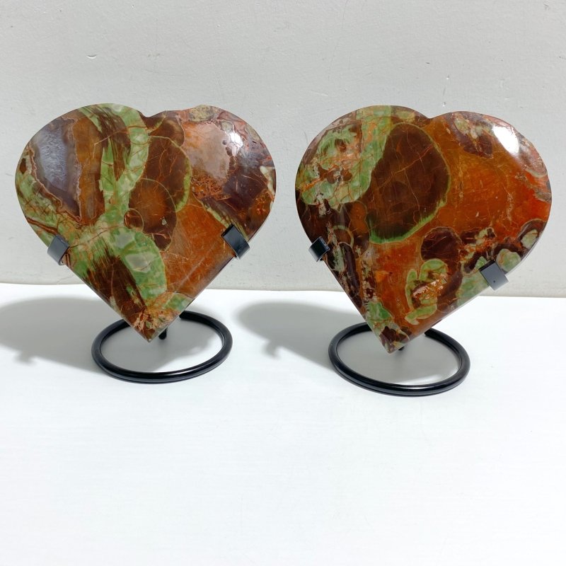 8 Pieces Large Money Agate Heart With Stand -Wholesale Crystals