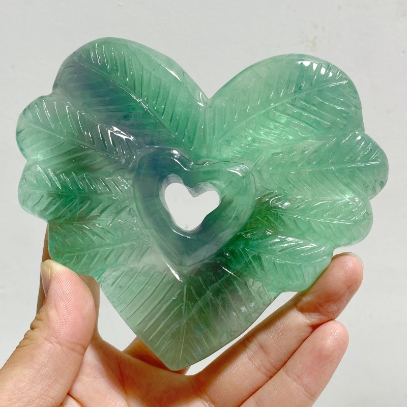 8 Pieces Rainbow Fluorite Heart Carving With Stand -Wholesale Crystals
