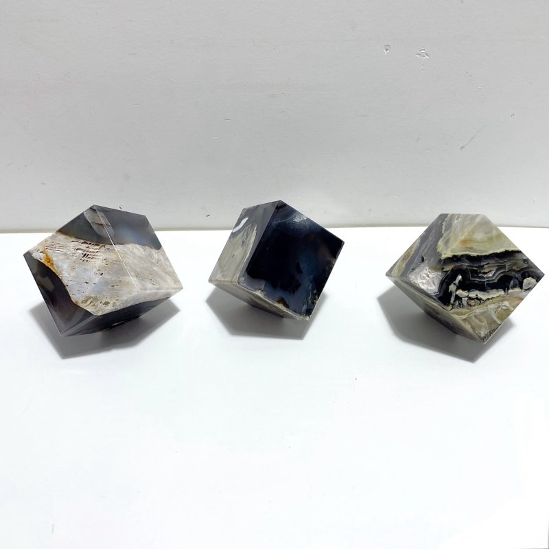 8 Pieces Volcanic Agate Standable Cube (UV - Reactive) - Wholesale Crystals