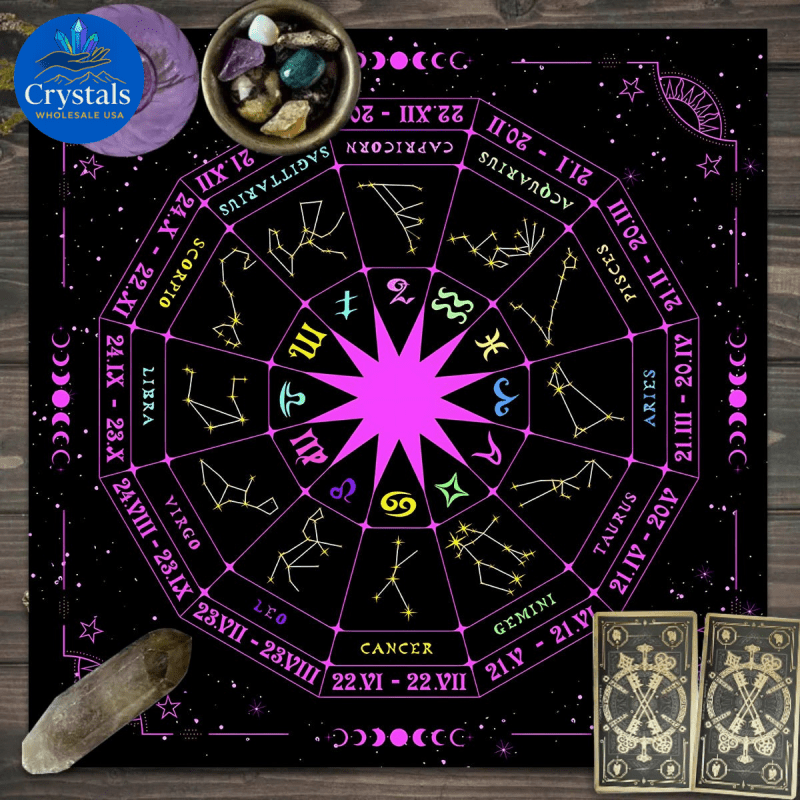 8 Vintage Rune Pentagram Tarot Tablecloth - Wholesale Crystals