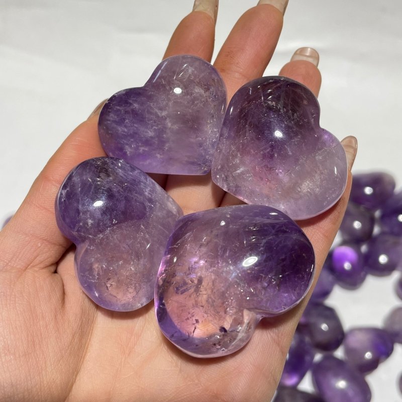 80 Pieces Amethyst Heart Crystal - Wholesale Crystals