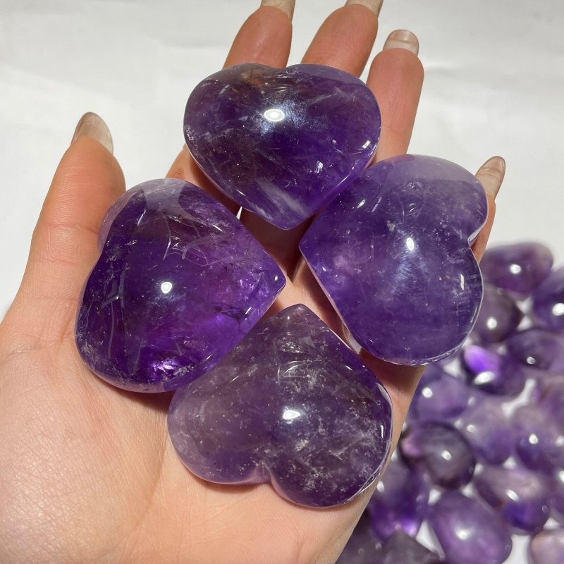 80 Pieces Amethyst Heart Crystal - Wholesale Crystals