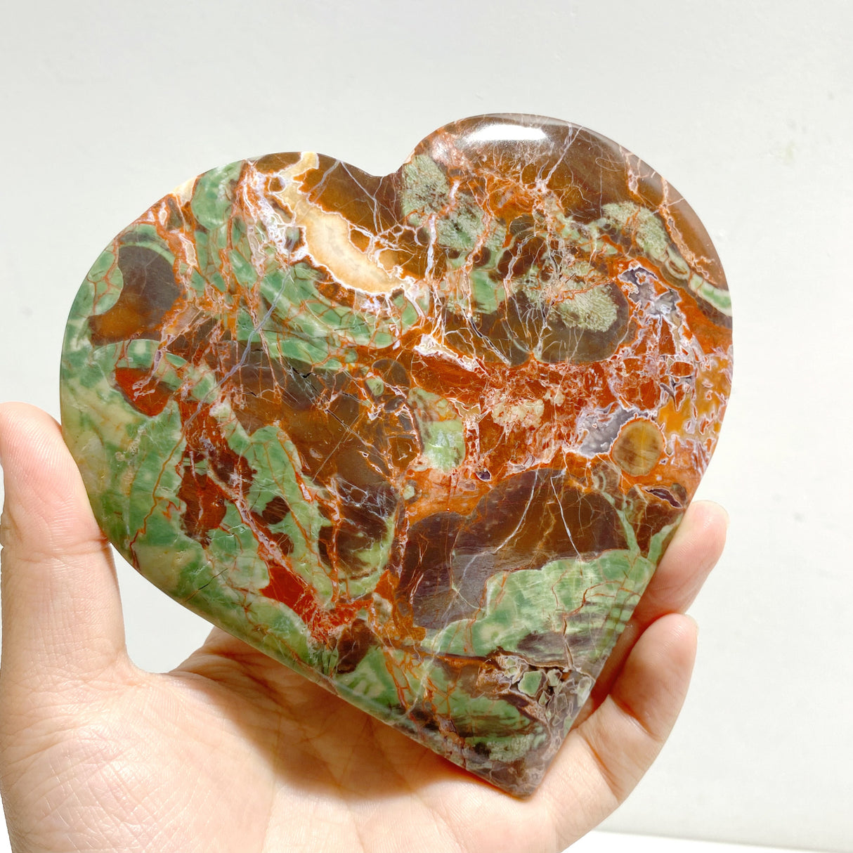 5 Pieces Large Money Agate Heart With Stand