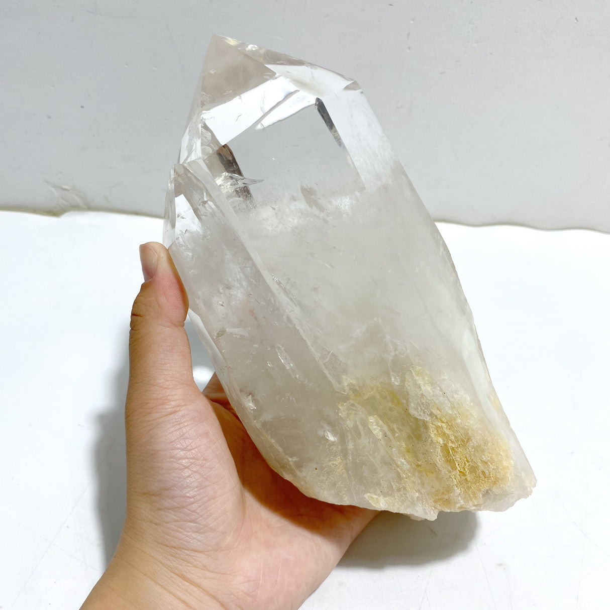 Large Clear Quartz Raw Bottom Double Point With Stand
