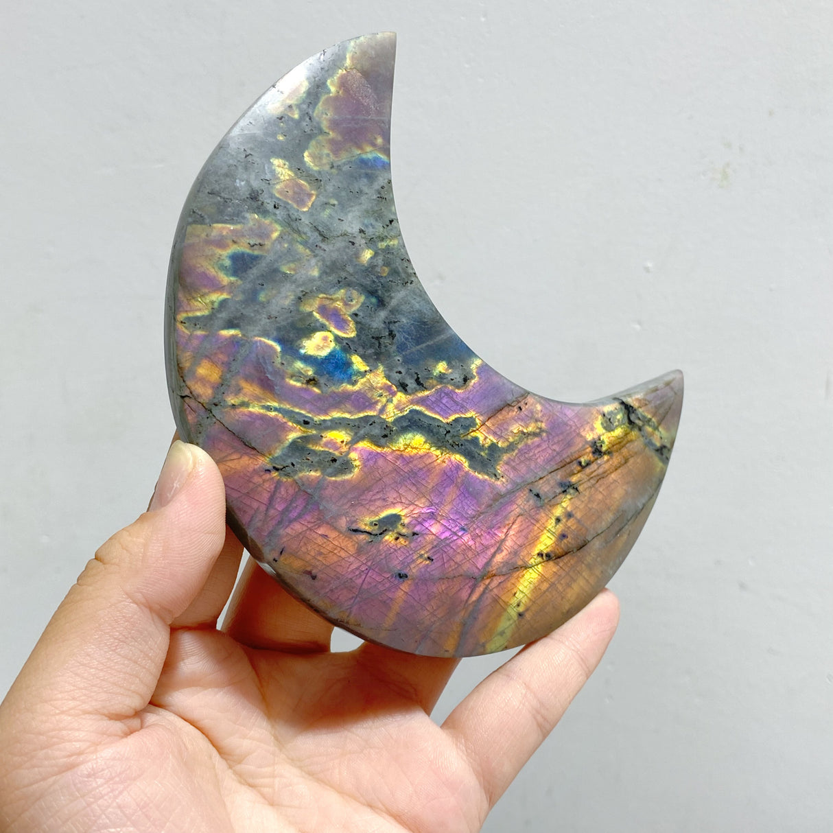 16 Pieces Beautiful Large Labradorite Moon Carving