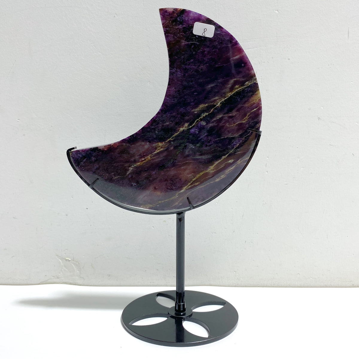 Large Charoite Moon Carving With Stand