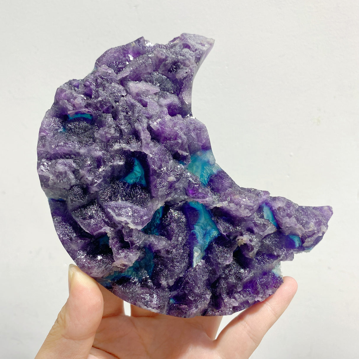 6 Pieces Fluorite Moon Carving With Stand