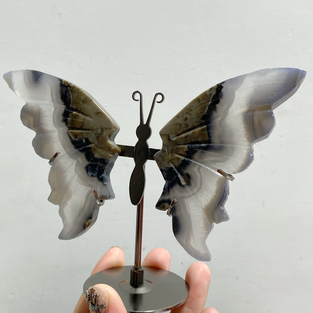 Volcano Agate Butterfly Wing Carving With Stand Wholesale (UV-Reactive)