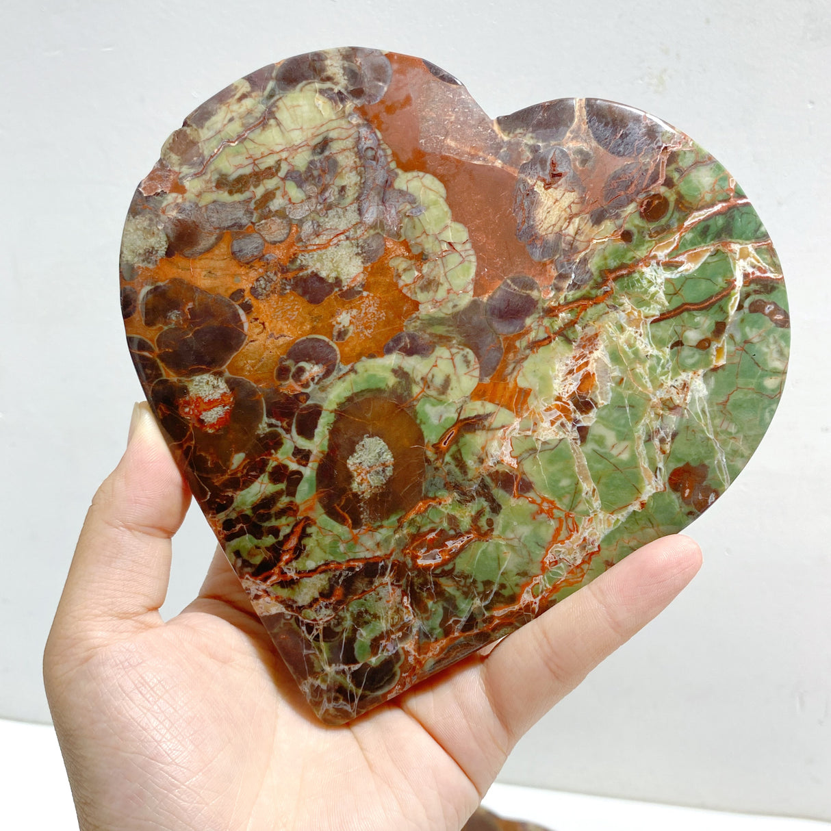 8 Pieces Large Money Agate Heart With Stand