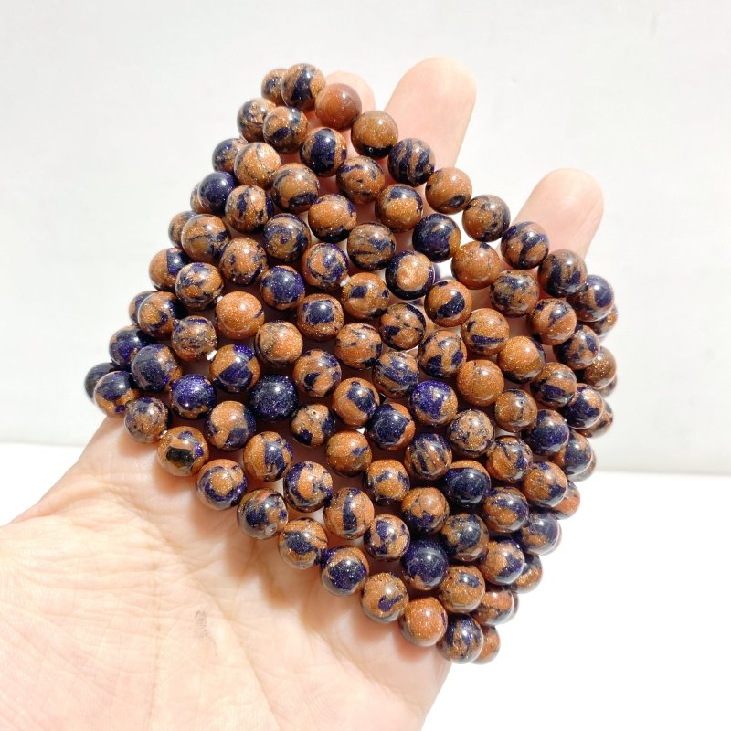 8MM Blue Mixed Gold Sandstone Bracelets Wholesale - Wholesale Crystals