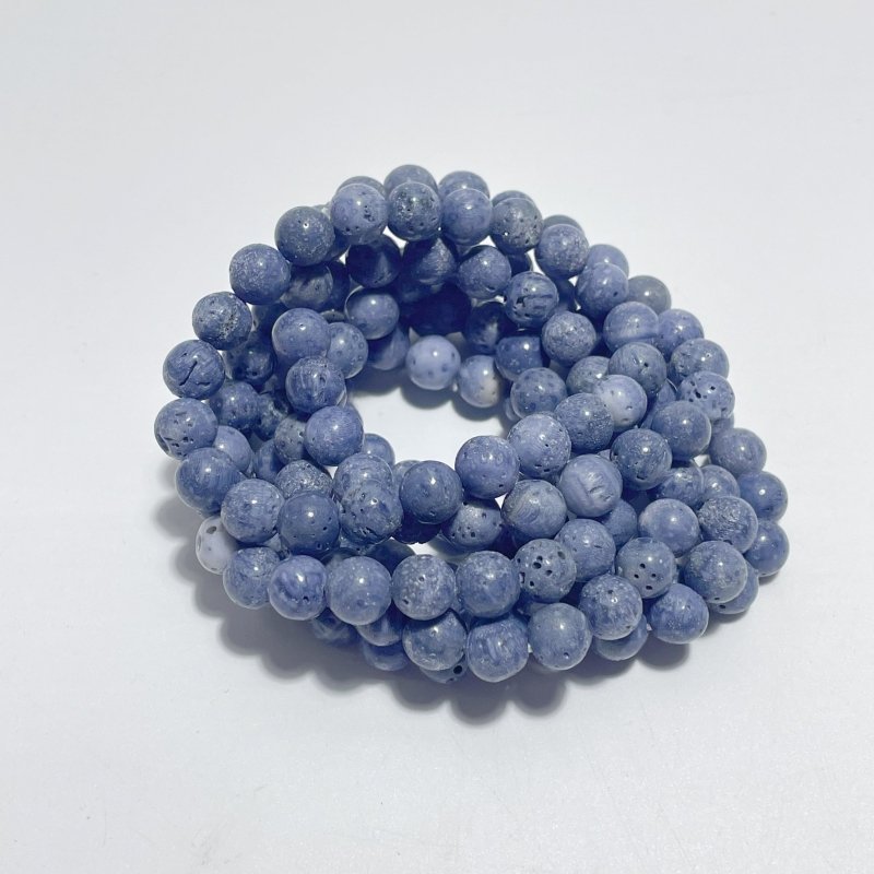 8mm Natural Blue Coral Bracelets Wholesale - Wholesale Crystals