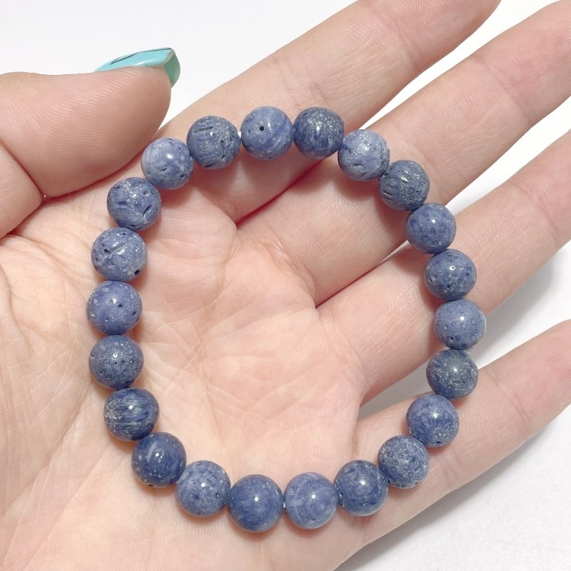 8mm Natural Blue Coral Bracelets Wholesale - Wholesale Crystals
