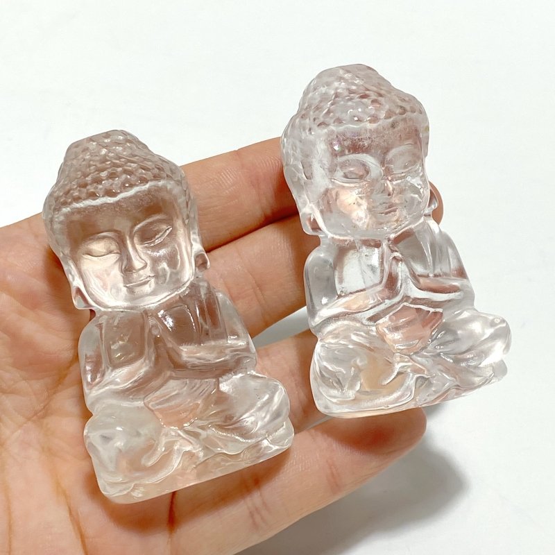 9 Pieces Beautiful Clear Quartz Buddha Carving - Wholesale Crystals