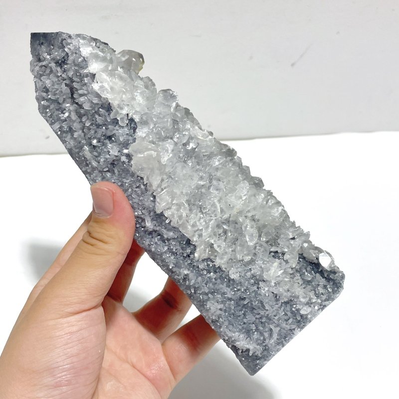 9 Pieces Black Clear Quartz Cluster Raw Side Point Tower - Wholesale Crystals