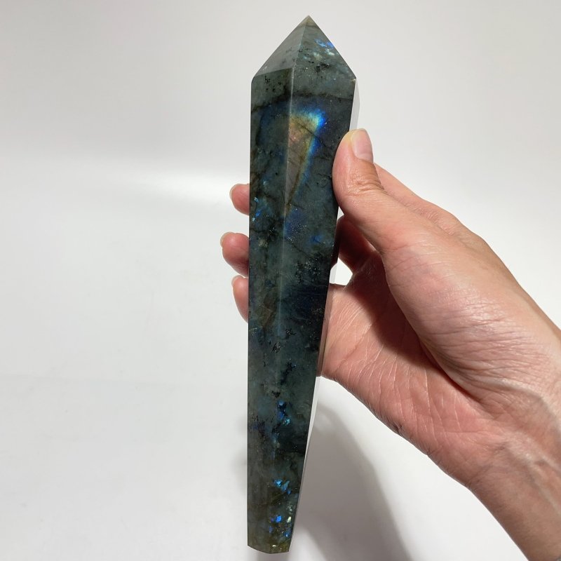 9 Pieces High Quality Labradorite Magic Scepter Wand Points With Stand -Wholesale Crystals