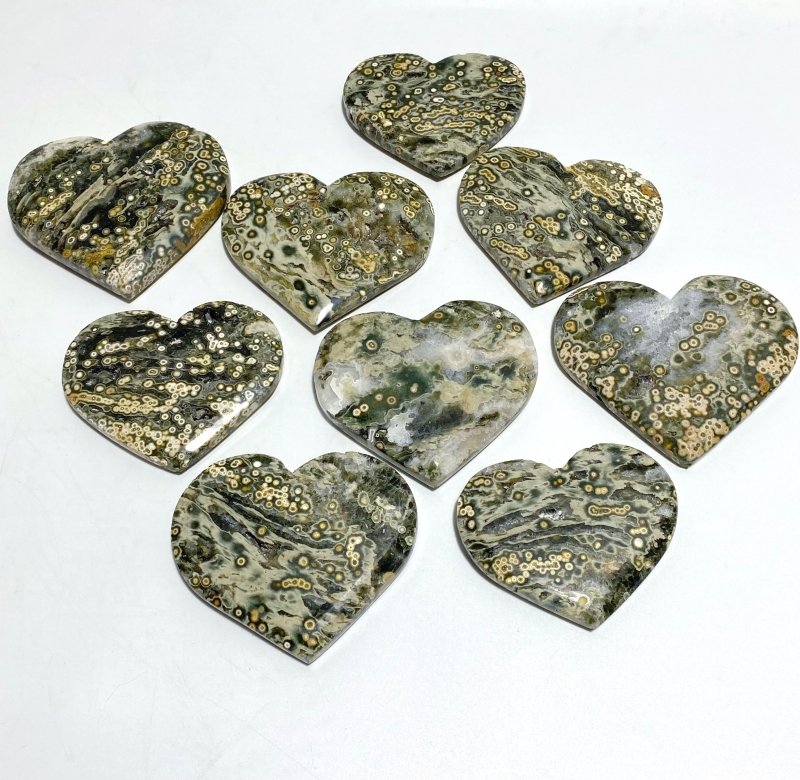 9 Pieces Large 8th Vein Ocean Jasper Heart 4 - Wholesale Crystals