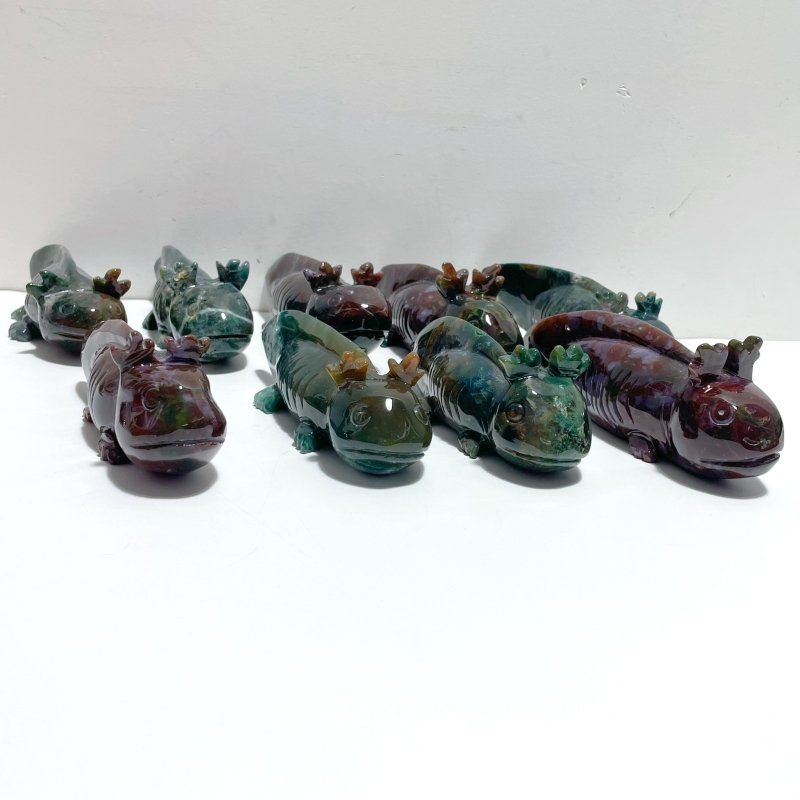 9 Pieces Ocean Jasper Newt Carving - Wholesale Crystals