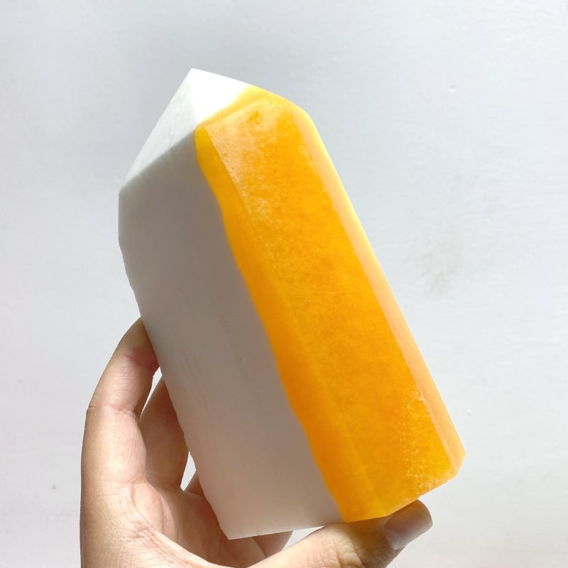 9 Pieces Yellow Calcite Points Raw Side - Wholesale Crystals