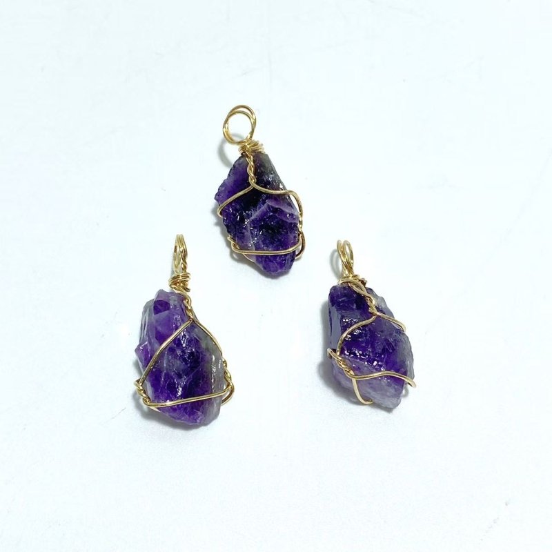 9 Types Raw Stone Crystal Pendants Wholesale Rose Quartz Chevron Amethyst Sunstone - Wholesale Crystals